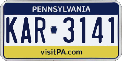 PA license plate KAR3141