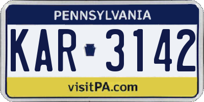 PA license plate KAR3142