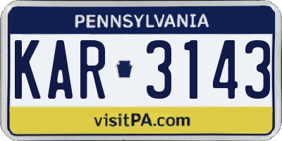 PA license plate KAR3143