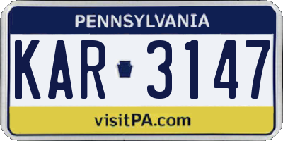 PA license plate KAR3147
