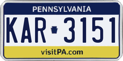 PA license plate KAR3151