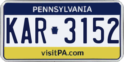 PA license plate KAR3152