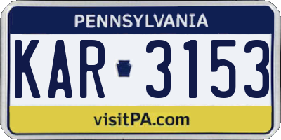 PA license plate KAR3153