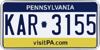 PA license plate KAR3155