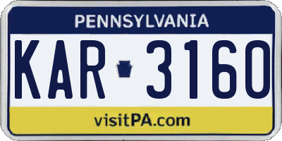 PA license plate KAR3160