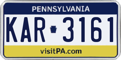 PA license plate KAR3161