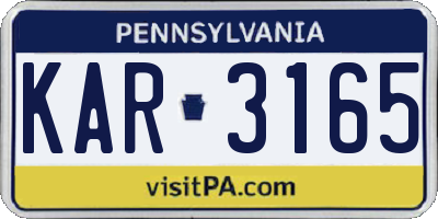 PA license plate KAR3165