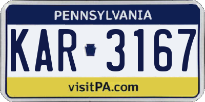 PA license plate KAR3167