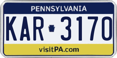 PA license plate KAR3170