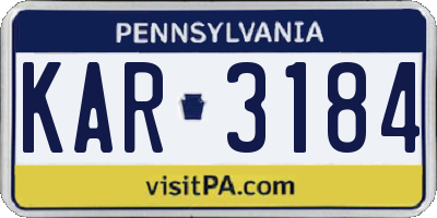 PA license plate KAR3184