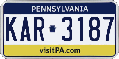 PA license plate KAR3187