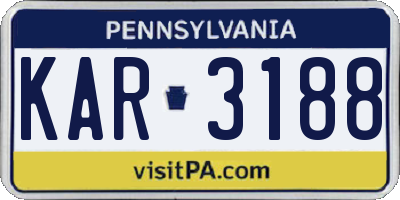 PA license plate KAR3188