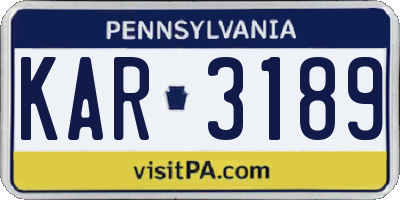 PA license plate KAR3189