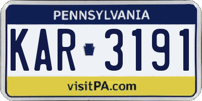PA license plate KAR3191
