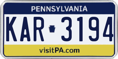 PA license plate KAR3194