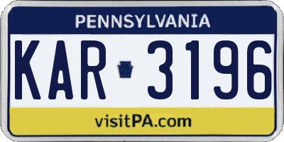 PA license plate KAR3196