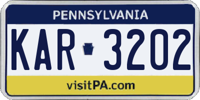 PA license plate KAR3202