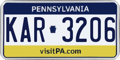 PA license plate KAR3206