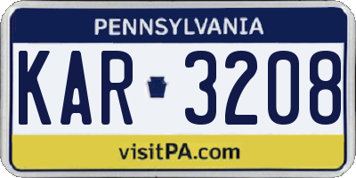 PA license plate KAR3208
