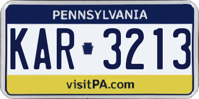 PA license plate KAR3213
