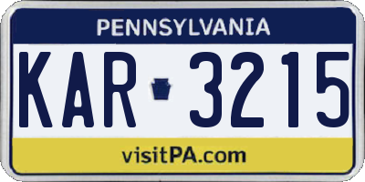 PA license plate KAR3215