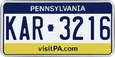 PA license plate KAR3216