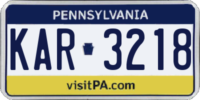 PA license plate KAR3218