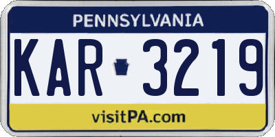 PA license plate KAR3219