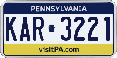 PA license plate KAR3221