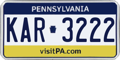 PA license plate KAR3222