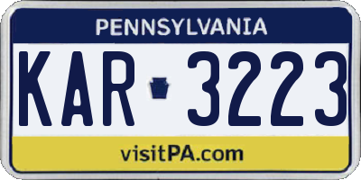 PA license plate KAR3223