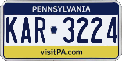 PA license plate KAR3224