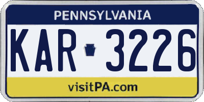 PA license plate KAR3226