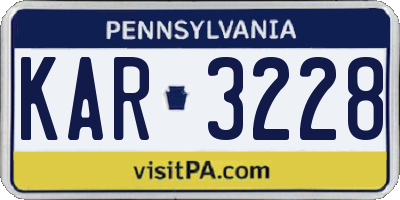 PA license plate KAR3228