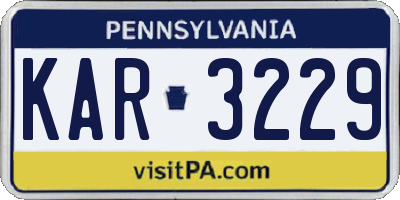 PA license plate KAR3229