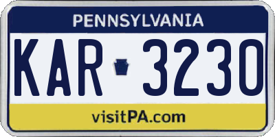 PA license plate KAR3230