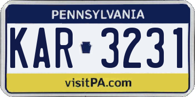 PA license plate KAR3231