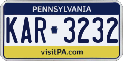 PA license plate KAR3232