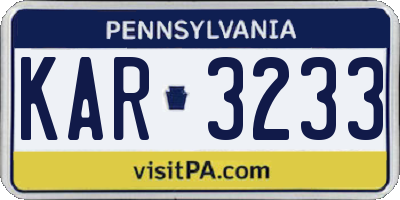 PA license plate KAR3233