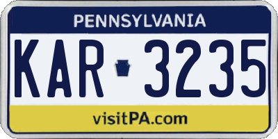 PA license plate KAR3235