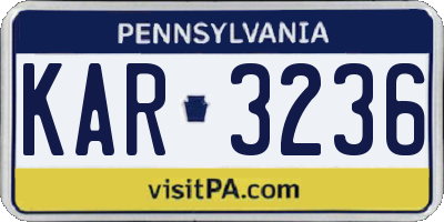 PA license plate KAR3236