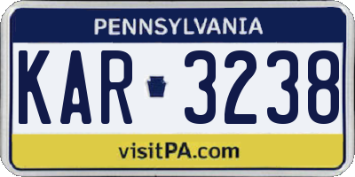 PA license plate KAR3238