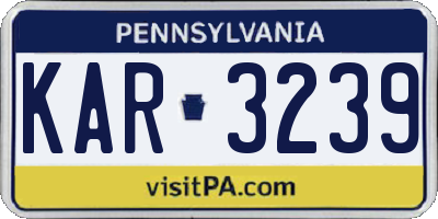 PA license plate KAR3239