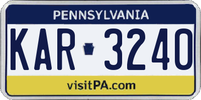PA license plate KAR3240
