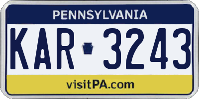PA license plate KAR3243