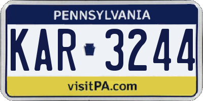 PA license plate KAR3244