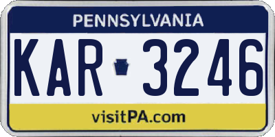 PA license plate KAR3246