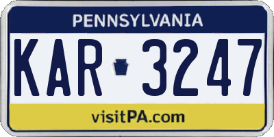PA license plate KAR3247