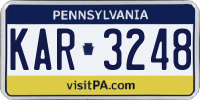 PA license plate KAR3248