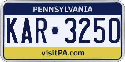PA license plate KAR3250